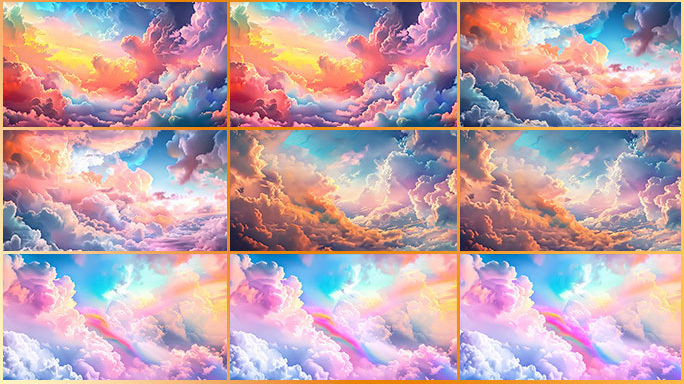 合集 七彩祥云 彩云 彩霞 朝霞舞台背景