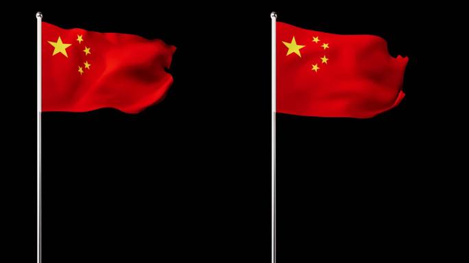 五星红旗无限循环带通道透明底4K视频