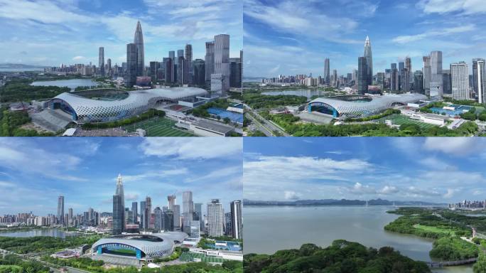 深圳南山春茧体育馆华润春笋大景航拍