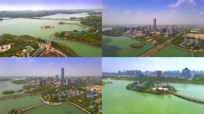 塞上江南银川阅海湾水上公园航拍4K