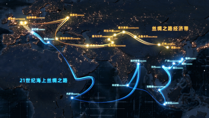 原创一带一路丝绸之路地图