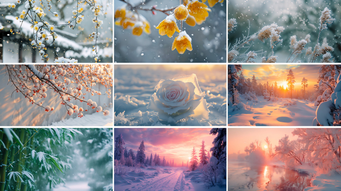 立冬雪景雪花冬天唯美雪
