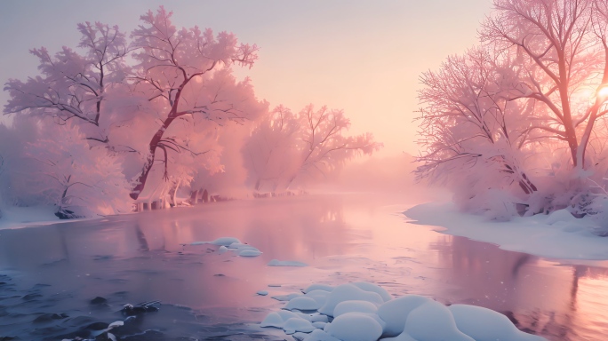 立冬雪景雪花冬天唯美雪