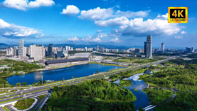 成都天府新区城市航拍延时