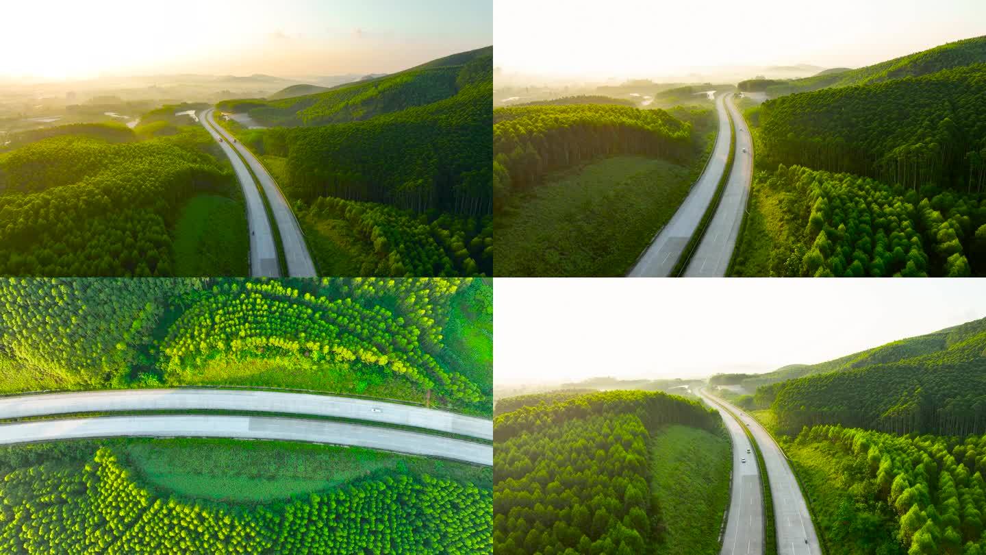 清晨高速路货车汽车行驶