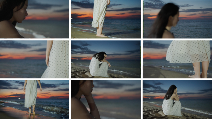 孤独伤感伤心 悲伤情绪 城市夜晚海边伤感