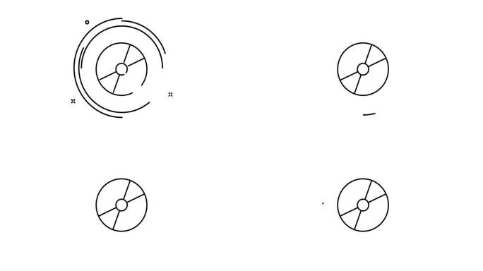 CD光盘动画轮廓图标。光盘旋转外观4k视频动画网页，移动和UI设计