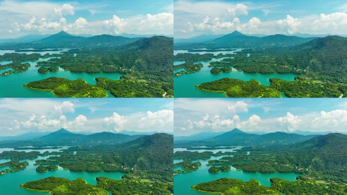 航拍万绿湖青山绿水淡水湖人工湖生态环境好