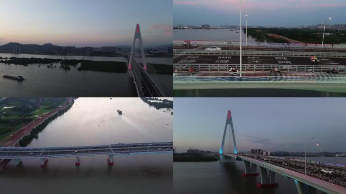 香炉州大桥霓虹灯，车流，人群打卡