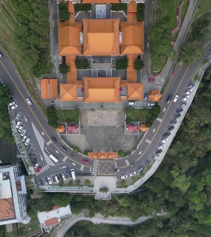 无人机拍摄的台湾文武寺和日月潭山脉的4k鸟瞰图