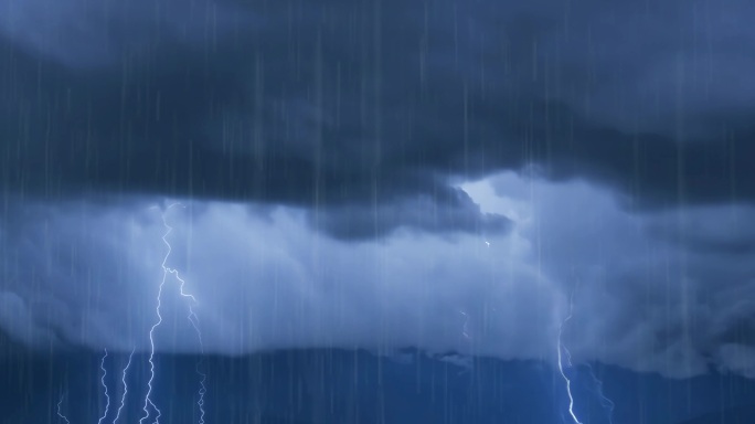 【4K】暴雨倾盆乌云翻滚狂风暴雨电闪雷鸣