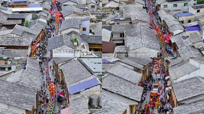 4k 航拍民族文化活动巡游