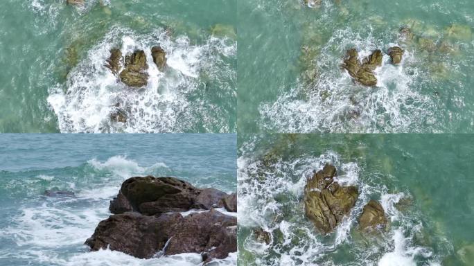 海浪拍打礁石