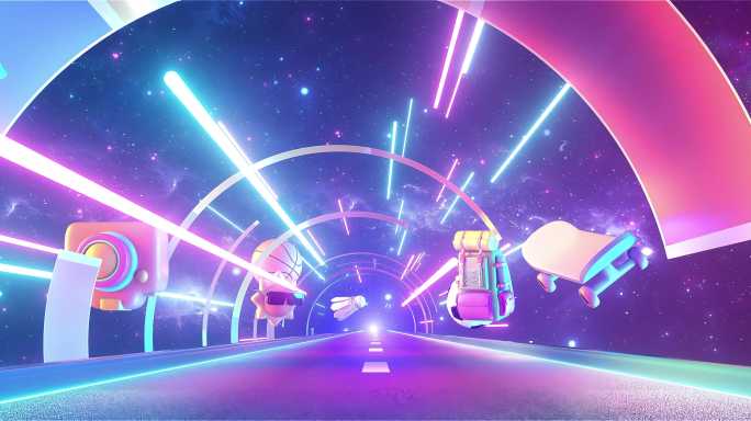 梦幻跑道星空主题隧道
