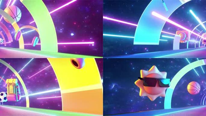 梦幻跑道星空主题隧道