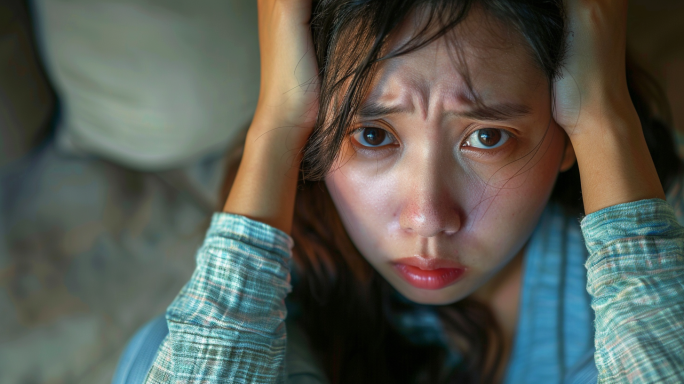 伤感沮丧抑郁压抑焦虑痛苦不开心崩溃的女人