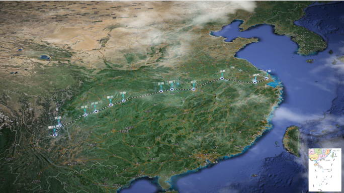 沿江高铁路线示意动画