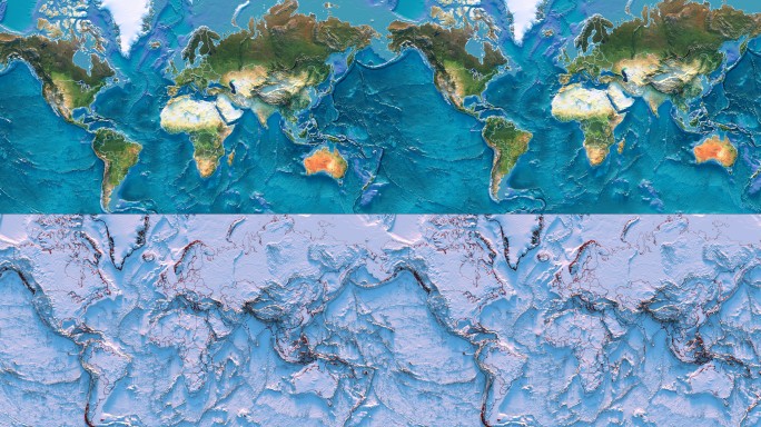 高精度世界地形图【带海底地形】