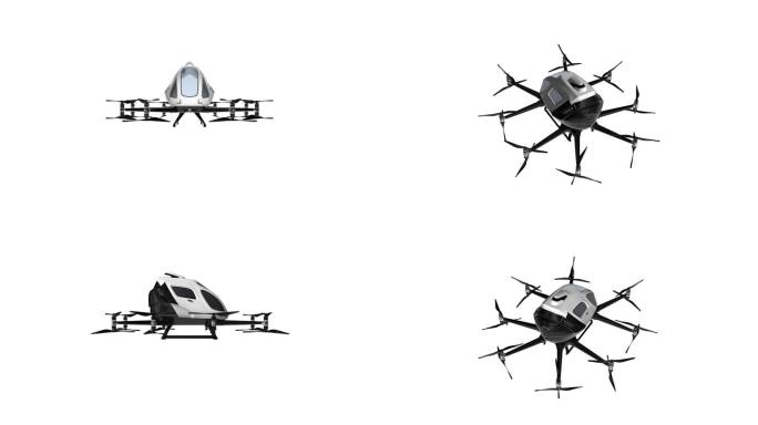 多种不同角度载人无人机飞行器含透明通道
