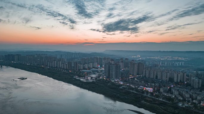 南溪城区夜景日落平移定点