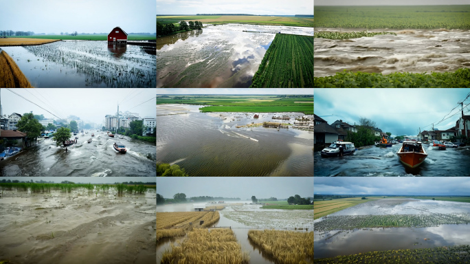 应急抗洪抢险 大坝溃堤 洪涝灾害素材包4