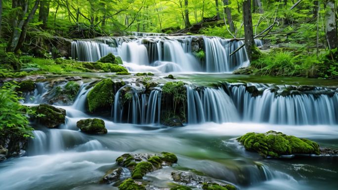 瀑布山水流水