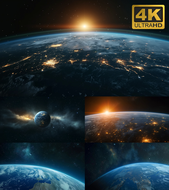 太空地球日出自转【4K地球合集】