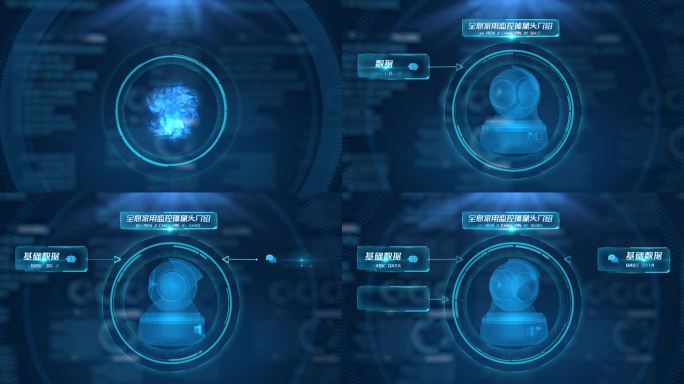 科技全息家用监控摄像头信息介绍AE模板