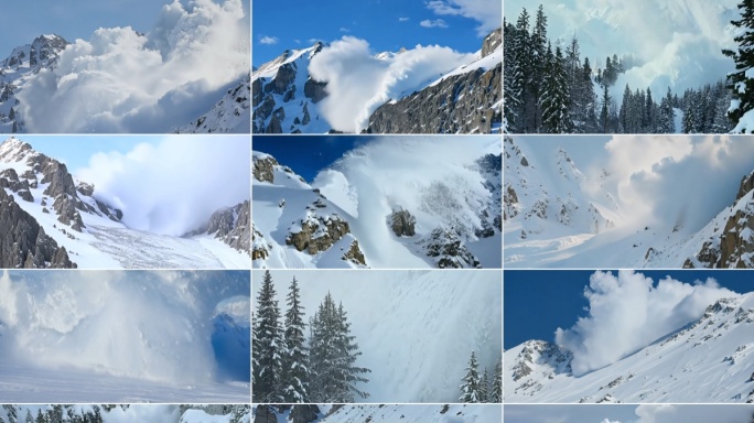 4k震撼雪山雪崩【合集】