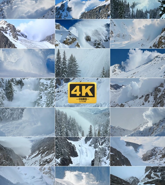 4k震撼雪山雪崩【合集】