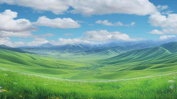 蓝天白云草地