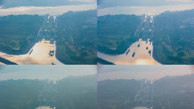 五级船闸无人机延时