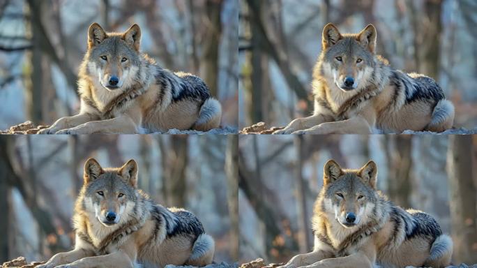 一只趴在地上的狼