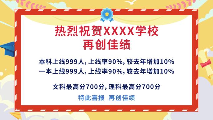 【原创】高考喜报公告栏捷报奖状红