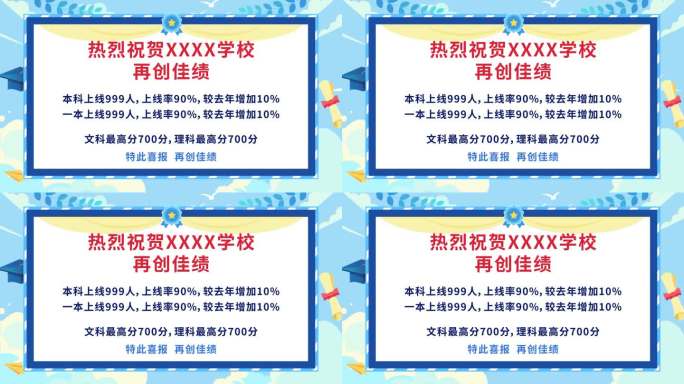 【原创】高考喜报公告栏捷报奖状蓝