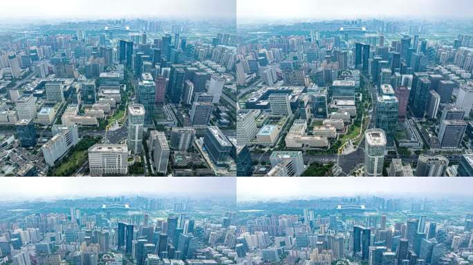 四川成都天府软件园软经济硬实力航拍延时