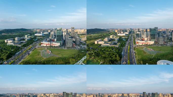光谷中心城东湖高新区高新大道城市楼群延时