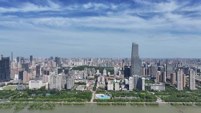 武汉江岸区建筑群大景航拍