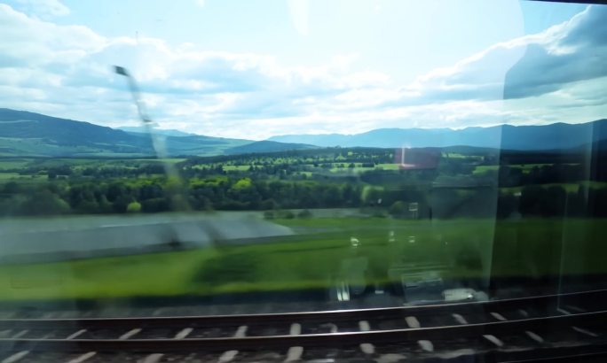 4K原创 车窗旅途风景 火车窗外的风景