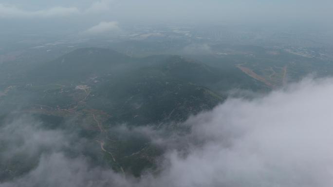 航拍徐州贾汪大洞山景区云海