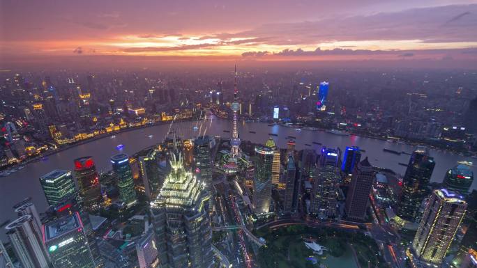 上海外滩延时 日转夜