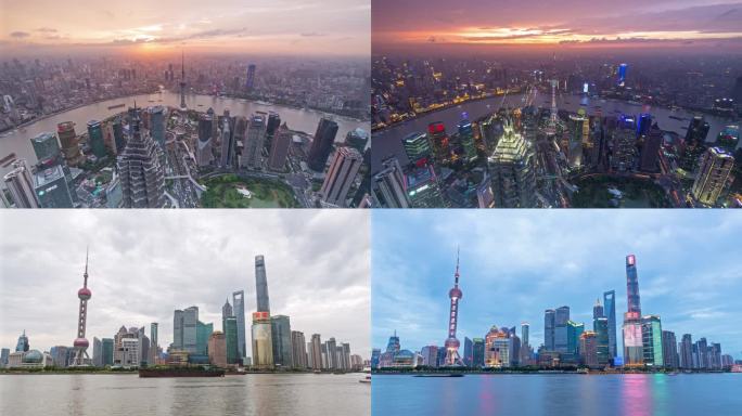 上海外滩延时 日转夜