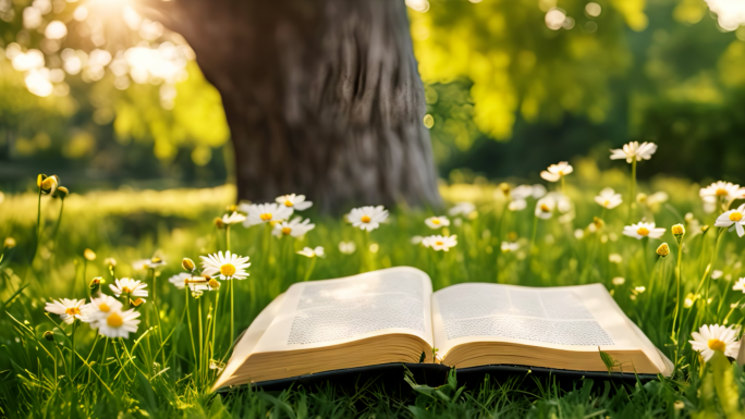 阳光书本 书本草地 书本阳光 心灵时光