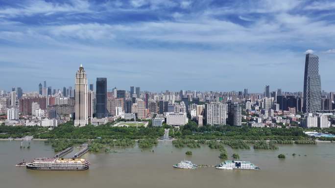 武汉江岸区建筑群大景航拍