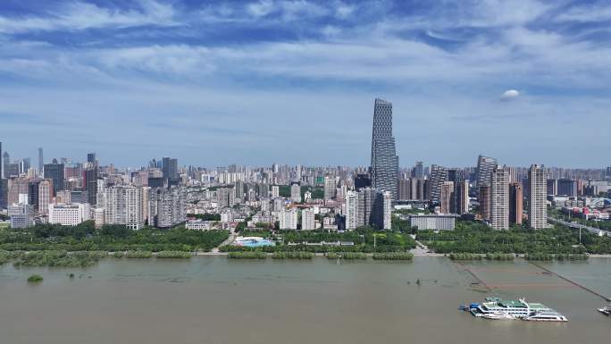 武汉江岸区建筑群大景航拍