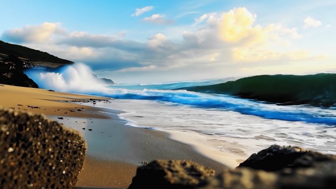 海浪海波浪海岸海洋穿越机航拍FPV大海