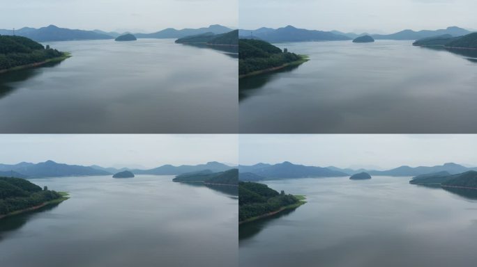 航拍辽宁省恒仁水库风光