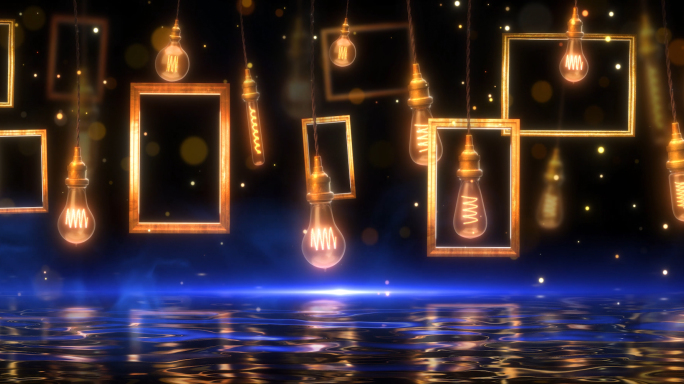 8k宽屏唯美浪漫金色灯光粒子抒情舞台背景