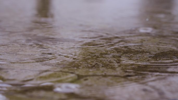 雨水 滴在浅水面上