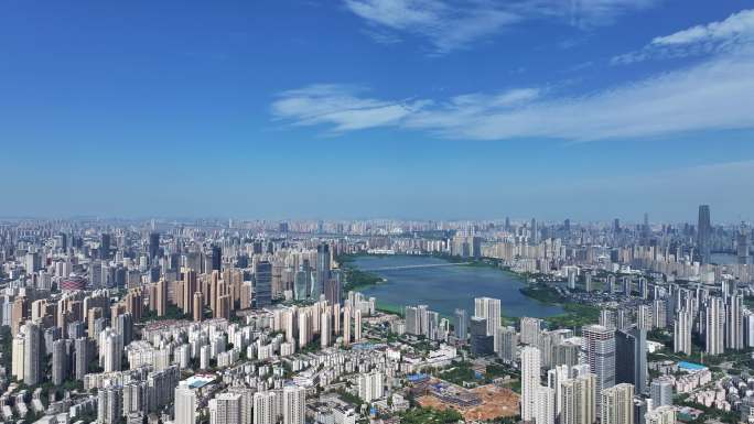 武汉武昌区大景洪山广场楚河汉街沙湖航拍